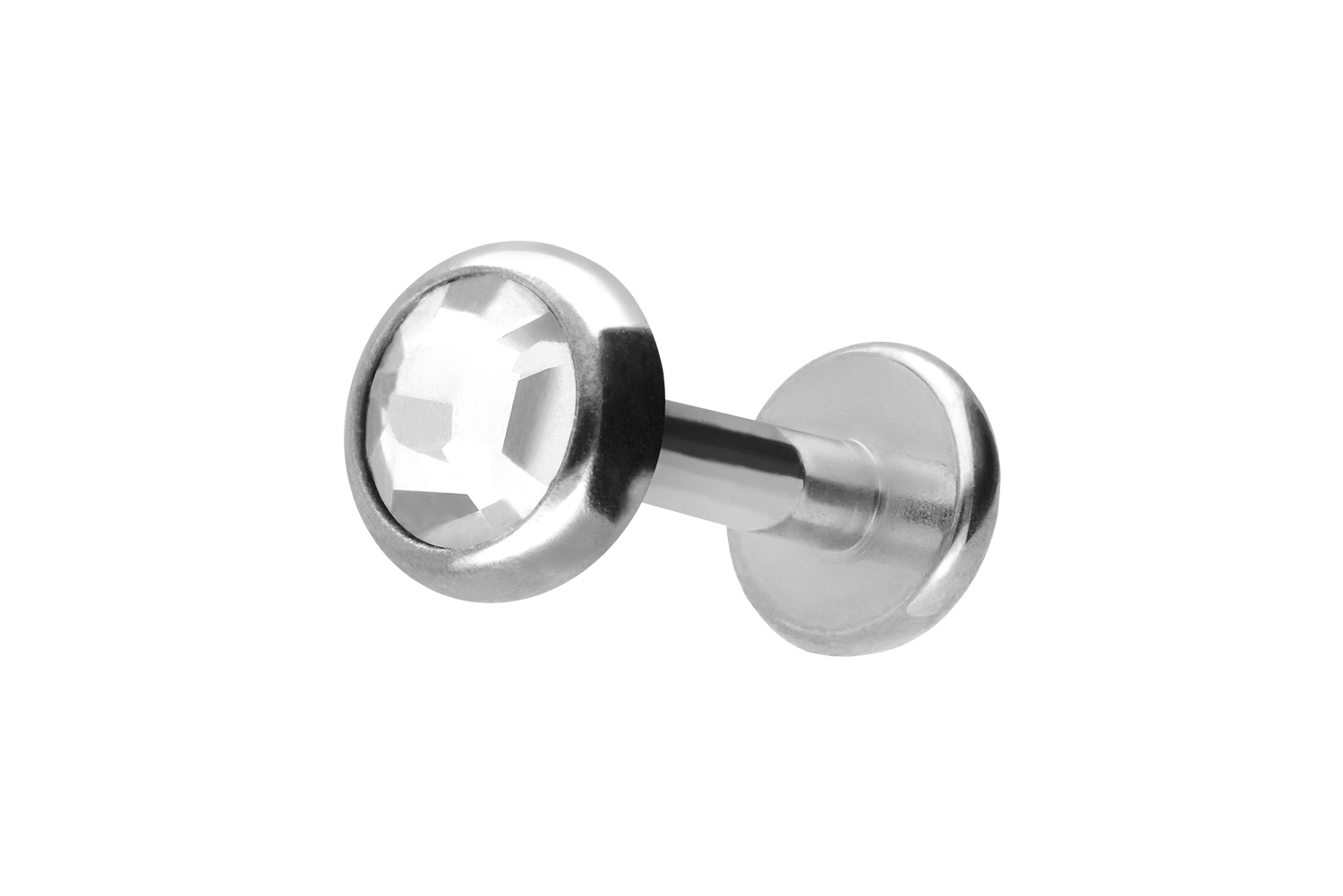 Titan Labret Piercing mit Innengewinde KRISTALLDISC